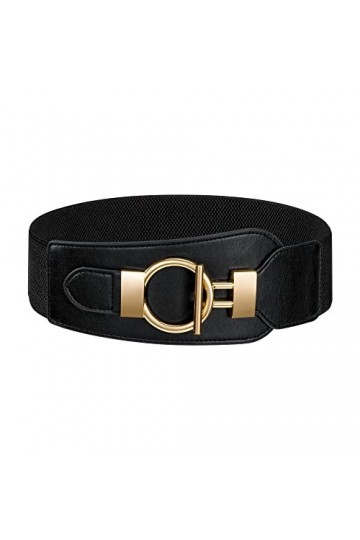 Kmbcove Ceinture pour Femme Large Ceintures de Taille élastiques avec Boucle D’anneau Or Vintage Elastic Waist Belt pour Pard