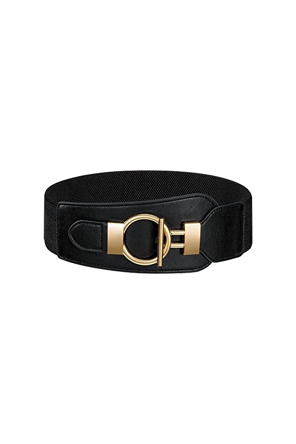 Kmbcove Ceinture pour Femme Large Ceintures de Taille élastiques avec Boucle D’anneau Or Vintage Elastic Waist Belt pour Pard