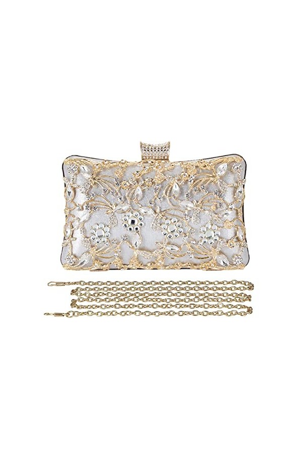 CORIOS Sac de Soirée en Strass pour Femme Pochette Mariage Sacs Fourre-Tout Sacs à Main Dépaule de Mariée Sac à Bandoulière 