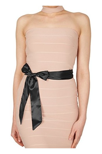 BlackButterfly Mariage Noeud Papillon Demoiselle dhonneur de Bal Ceinture de Satin Noir, 5W / 250L 