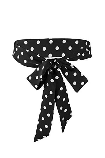 TeeYee Ceinture Satin Obi Ceinture classique pour femme Fille 170cm polka noir, L 