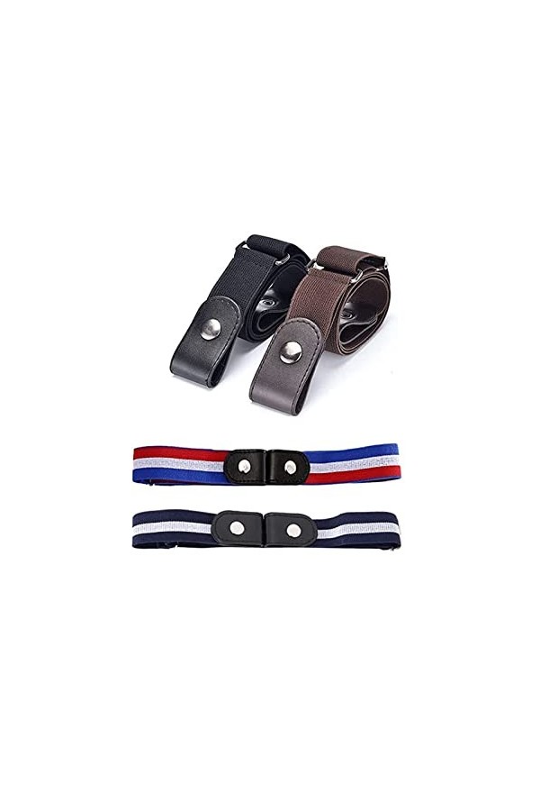 Ceinture Extensible Sans Boucle,4 Pièces Sans Boucle Ceinture Dégagement Rapide Ceinture pour Femmes et Hommes Jeans Pantalon