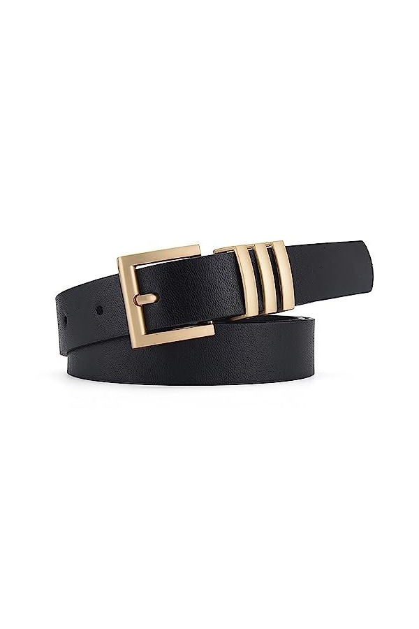 BBHKKL Ceinture en Faux Cuir avec Double Anneau Torique Ceinture en Cuir PU Souple pour Femme Fille Dame 6 