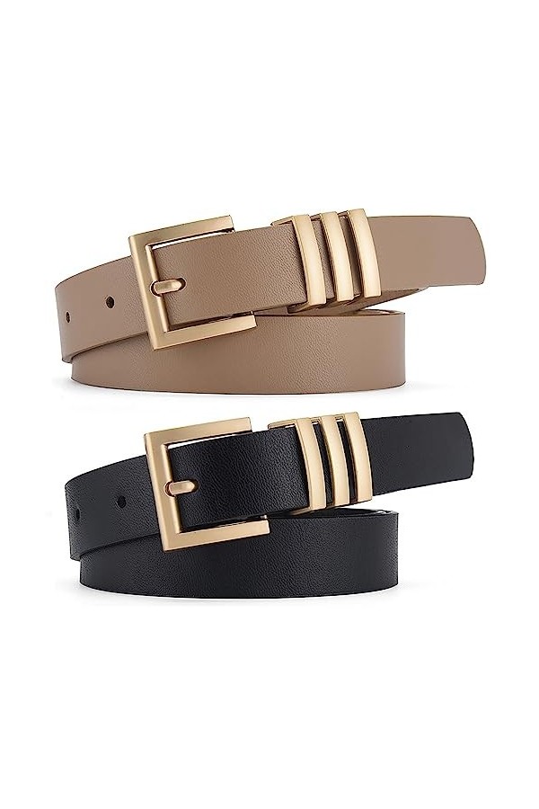 BBHKKL Ceinture en Faux Cuir avec Double Anneau Torique Ceinture en Cuir PU Souple pour Femme Fille Dame 6 
