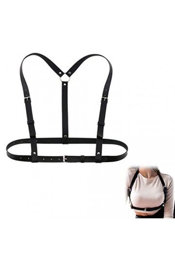 CUHZA 1 Pièces Punk Taille Ceinture, Réglable, Harnais Ceinture en Cuir Corps Poitrine Chaîne Goth Gilet Ceinture pour Femmes