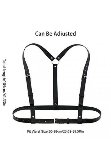 CUHZA 1 Pièces Punk Taille Ceinture, Réglable, Harnais Ceinture en Cuir Corps Poitrine Chaîne Goth Gilet Ceinture pour Femmes