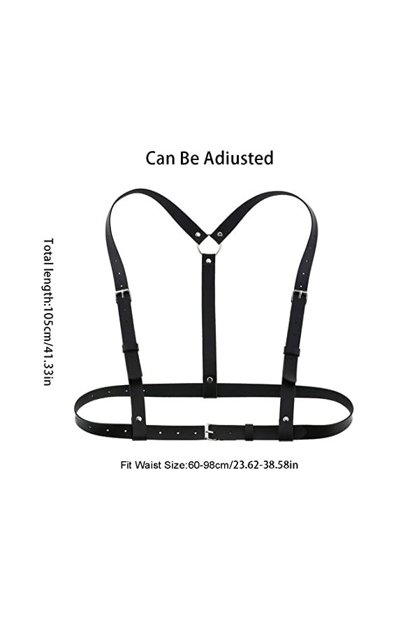 CUHZA 1 Pièces Punk Taille Ceinture, Réglable, Harnais Ceinture en Cuir Corps Poitrine Chaîne Goth Gilet Ceinture pour Femmes