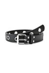 CUHZA Ceinture Femme, Ceinture à Clous, Ceinture à Double Boucle, Ceinture Gothique Ceinture Femme Cuir Noir pour Jeans, Pant