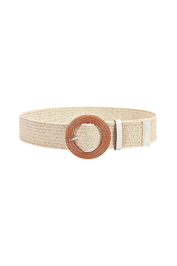 XZQTIVE Ceinture élastique tissée en paille pour femme - Ceinture extensible tendance - Large ceinture bohème tressée pour ro