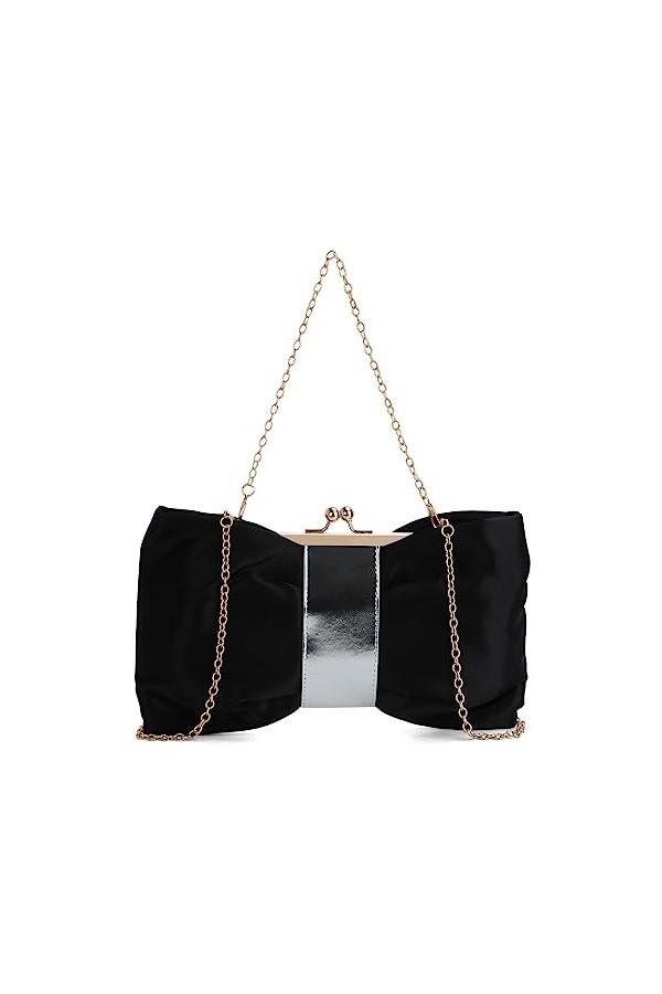 EVEOUT Pochettes et Clutches en Satin de soirée pour Femme Noeud Papillon Sac à bandoulière pour Mariage Sac à Main de Bal fê