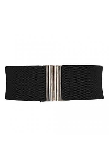 GRACE KARIN Ceinture extensible large pour femme avec boucle en métal, Noir , S
