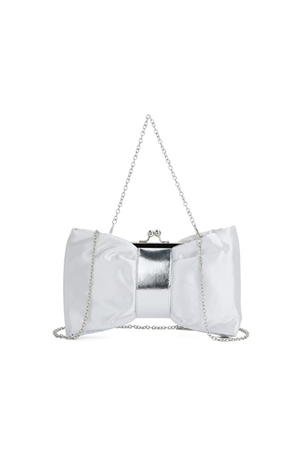 EVEOUT Pochettes et Clutches en Satin de soirée pour Femme Noeud Papillon Sac à bandoulière pour Mariage Sac à Main de Bal fê