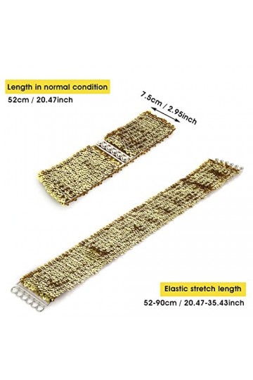 Grevosea 3 pièces Ceinture Taille Avec Paillettes Pour Femme, Ceinture Scintillante Vintage Ceinture Scintillante Stretch Mod