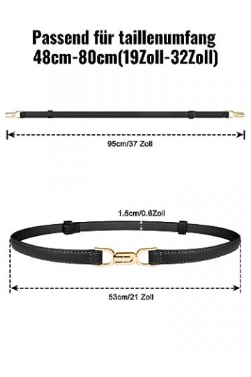 CoKeeSun Lot de 3 ceintures skinny pour femme, ceinture fine en cuir, réglable, avec boucle en métal pour vêtements, pantalon