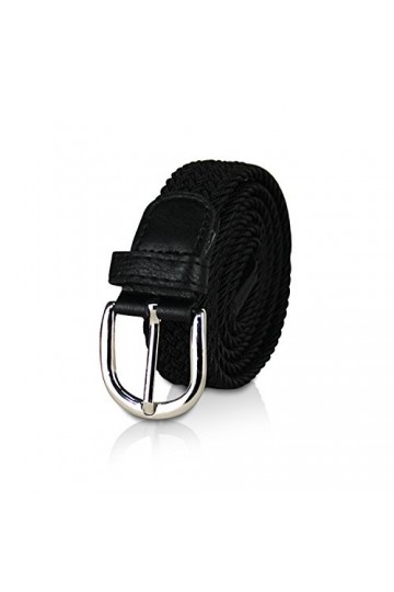 glomy * Ceinture élastique tressée pour garçons et filles, femmes et hommes de 2,50 cm de largeur, Noir , 85 cm