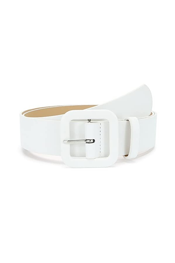 BBHKKL Ceinture en Faux Cuir avec Double Anneau Torique Ceinture en Cuir PU Souple pour Femme Fille Dame white 