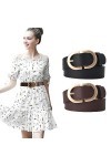 GoPaw Ceinture Femme En Pu Cuir Casual Ceinture,Jeans Robe Ceinture Leather Belt,Ceinture En Faux Cuir Avec Boucle MéTallique