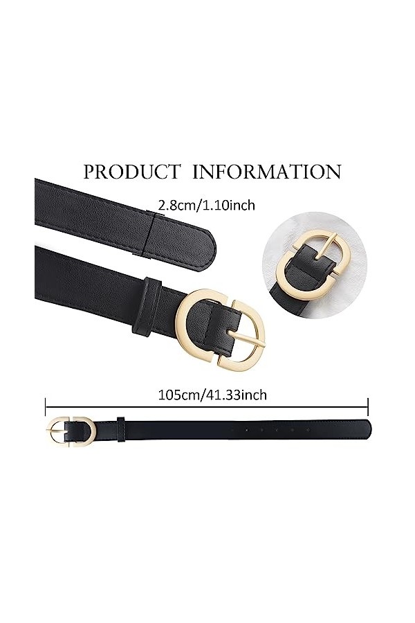 GoPaw Ceinture Femme En Pu Cuir Casual Ceinture,Jeans Robe Ceinture Leather Belt,Ceinture En Faux Cuir Avec Boucle MéTallique