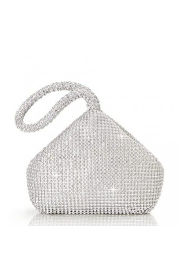 Coucoland Sac à main Mariage en Strass Pochette de Cocktail Exquis pour femme Couleur Unie Style années 1920S Argenté 