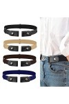 JINYJIA Ceinture Femme Extensible 4 Pièces Ceinture sans Boucle,Ceinture Élastique Invisible,Ceinture Unisexe Réglable Dégage
