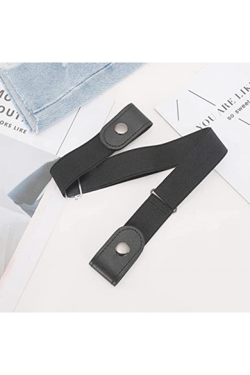 JINYJIA Ceinture Femme Extensible 4 Pièces Ceinture sans Boucle,Ceinture Élastique Invisible,Ceinture Unisexe Réglable Dégage
