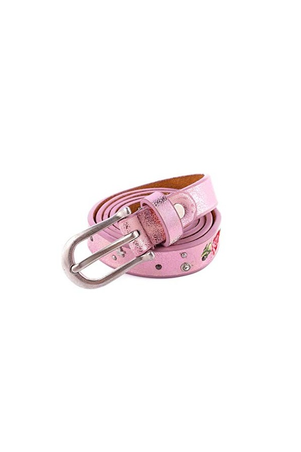AnJuHoPa Ceinture femme pour jean avec taille fille strass Ceinture fleur rose brodée couleur tendance 2cm de large Ceinture 