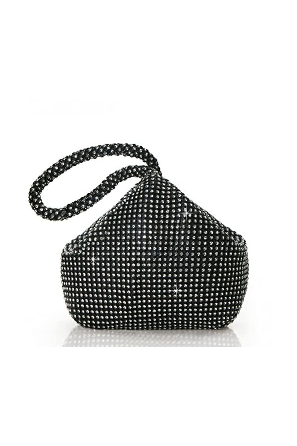 Coucoland Sac à main Mariage en Strass Pochette de Cocktail Exquis pour femme Couleur Unie Style années 1920S Argenté 