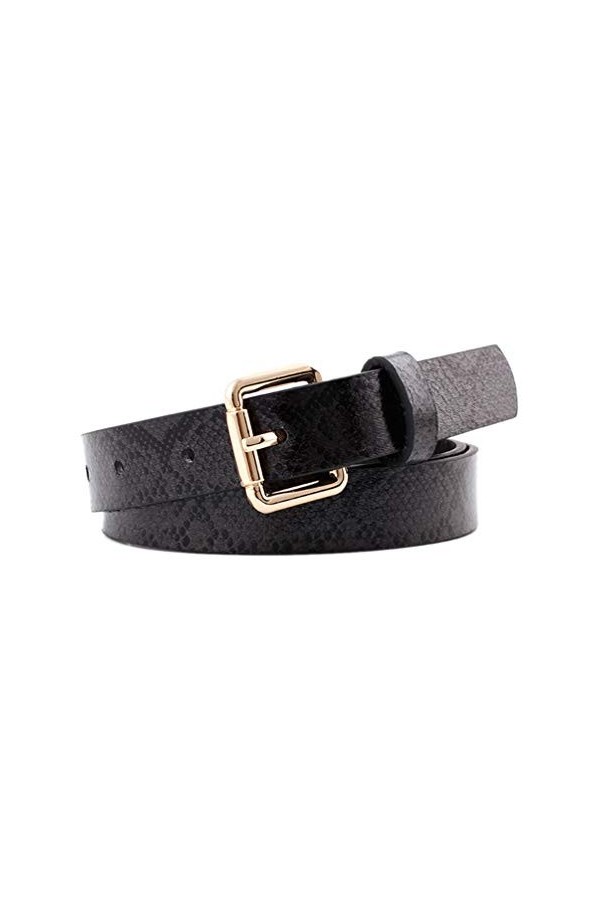 Porbbow Ceinture vintage pour femme mince ceinture mince motif serpent motif jeans sauvages robe ceinture décorative noir