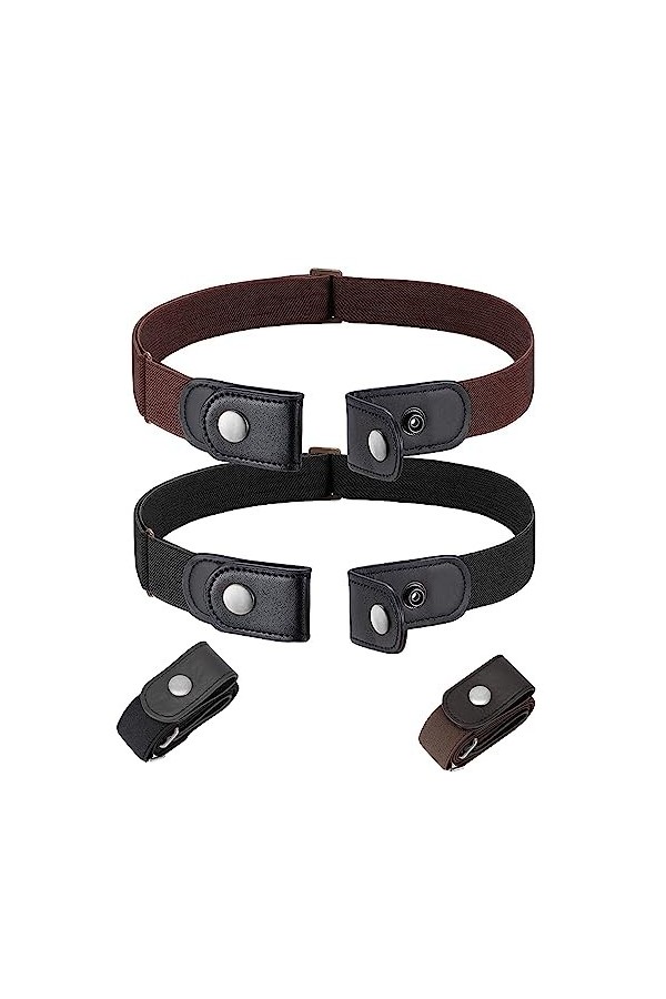 KAGUOl 2 pcs Ceinture,Ceinture Sans Boucle, Invisible Ceinture Réglable, Ceinture élastique boucle,Plus de santé pour la tail