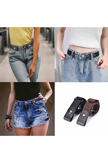 KAGUOl 2 pcs Ceinture,Ceinture Sans Boucle, Invisible Ceinture Réglable, Ceinture élastique boucle,Plus de santé pour la tail