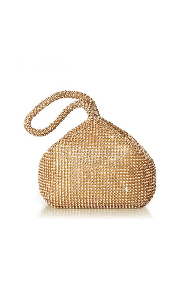 Coucoland Sac à main Mariage en Strass Pochette de Cocktail Exquis pour femme Couleur Unie Style années 1920S Argenté 