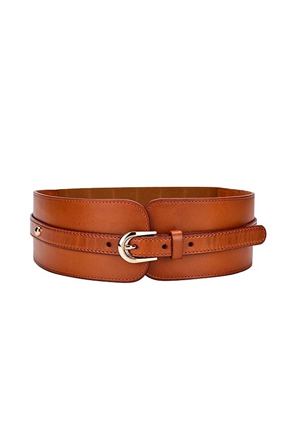 Liitata Ceinture large élastique pour femme - En cuir synthétique - Ceinture élastique réglable avec boucle pour robe pull ma