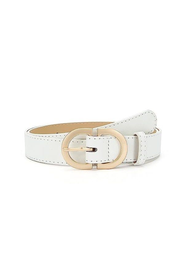 BBHKKL Ceinture en Faux Cuir avec Double Anneau Torique Ceinture en Cuir PU Souple pour Femme Fille Dame 3 