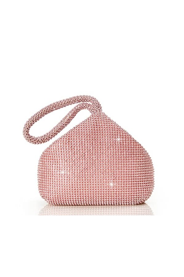 Coucoland Sac à main Mariage en Strass Pochette de Cocktail Exquis pour femme Couleur Unie Style années 1920S Argenté 