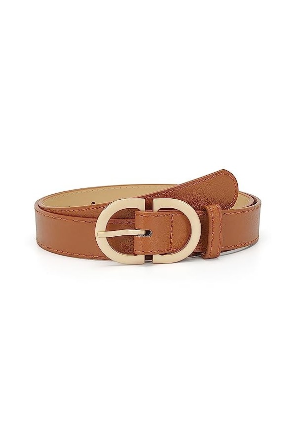 BBHKKL Ceinture en Faux Cuir avec Double Anneau Torique Ceinture en Cuir PU Souple pour Femme Fille Dame 3 