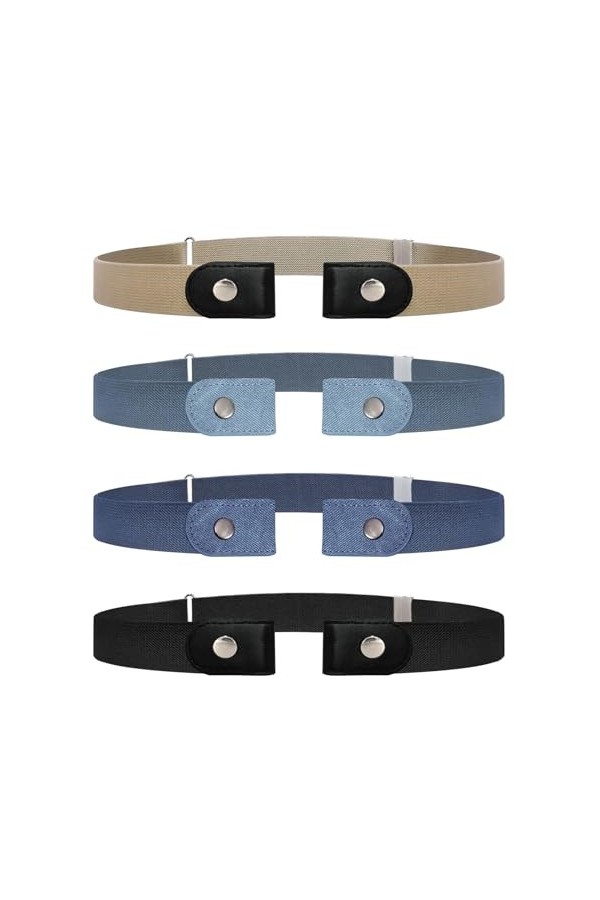 SKHAOVS 4 PCS Ceintures Hommes Femmes Ceinture Élastique Ceinture Réglable Ceinture Sans Boucle Invisible Ceintures Unisexe C