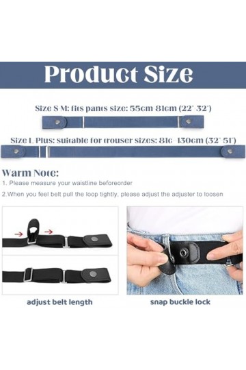 Ceinture sans Boucle 4 Pièces Ceinture Extensible Sans Boucle Ceinture sans Boucle Ceinture Élastique Invisible Unisexe Femme