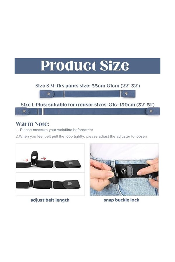 Ceinture sans Boucle 4 Pièces Ceinture Extensible Sans Boucle Ceinture sans Boucle Ceinture Élastique Invisible Unisexe Femme