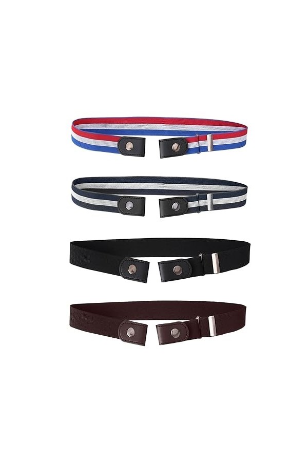 SKHAOVS 4 Pièces Ceinture Élastique Sans Boucle Ceinture Ceinture Ajustable Ceinture Homme Ceintures Femmes Invisible Ceintur