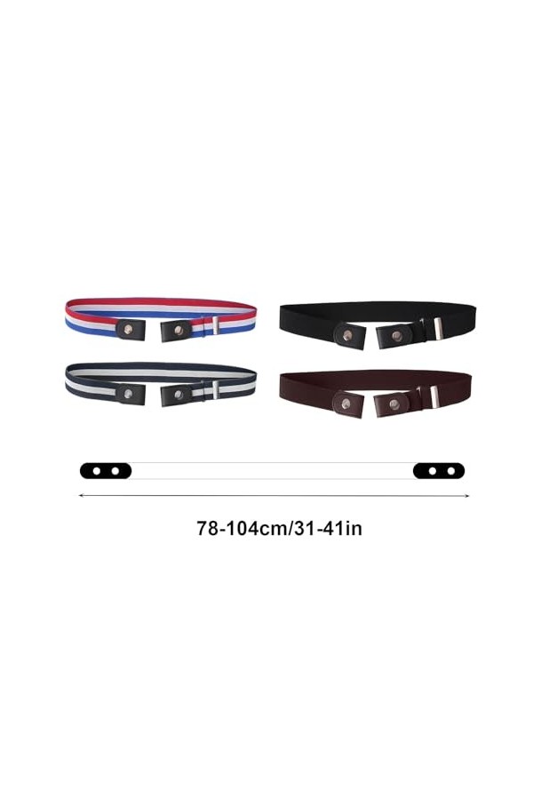 SKHAOVS 4 Pièces Ceinture Élastique Sans Boucle Ceinture Ceinture Ajustable Ceinture Homme Ceintures Femmes Invisible Ceintur