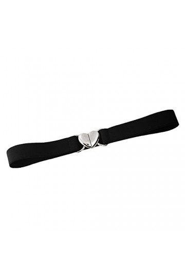 ZYYXB Taille élastique pour femme avec pendentif en forme de cœur - Boucle de ceinture pour robe - Ceinture élastique - Noir