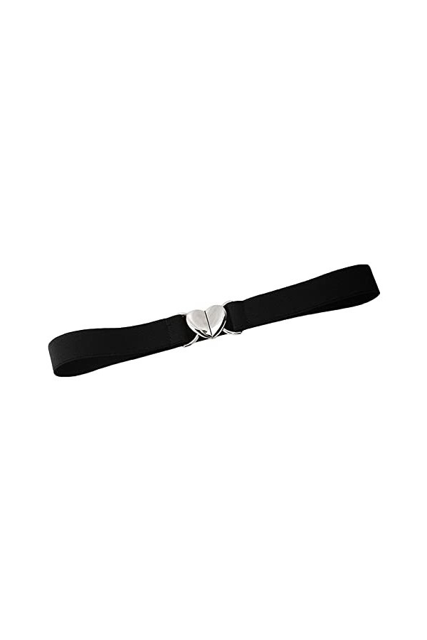 ZYYXB Taille élastique pour femme avec pendentif en forme de cœur - Boucle de ceinture pour robe - Ceinture élastique - Noir