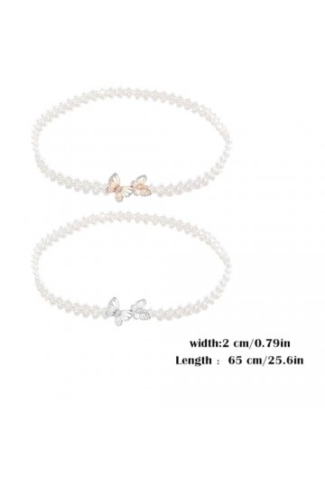 Spldsun 2 Pièces Ceinture Femme Metal, Métalliques Élastique Chaîne, Extensible Ceinture Papillon, pour Mariages, Fêtes Famil