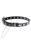 WnlahuWA Jean Style Punk Ceinture Boucle, Ceinture en cuir PU à œillets, Ceinture en Cuir à Trous Mode, Femme Ceinture Cuir P