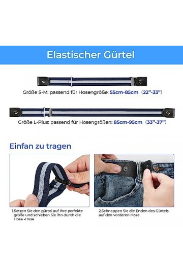 CoKeeSun Lot de 4 ceintures sans boucle, invisibles, élastiques réglables, en tissu pour jeans, pantalons, jupes, femmes et h