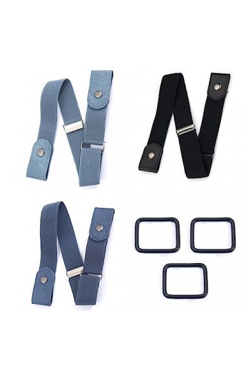 SJBAUTYO 3 Pièces Ceinture Femme Homme Ceinture sans Boucle Élastique Invisible Ceinture pour Jeans Pantalon Robe Ceinture Un