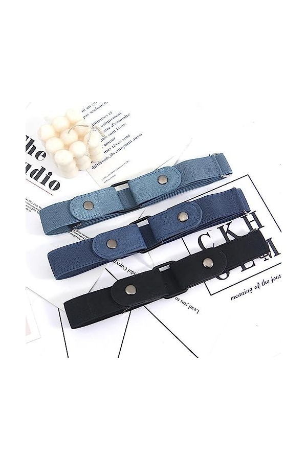 SJBAUTYO 3 Pièces Ceinture Femme Homme Ceinture sans Boucle Élastique Invisible Ceinture pour Jeans Pantalon Robe Ceinture Un