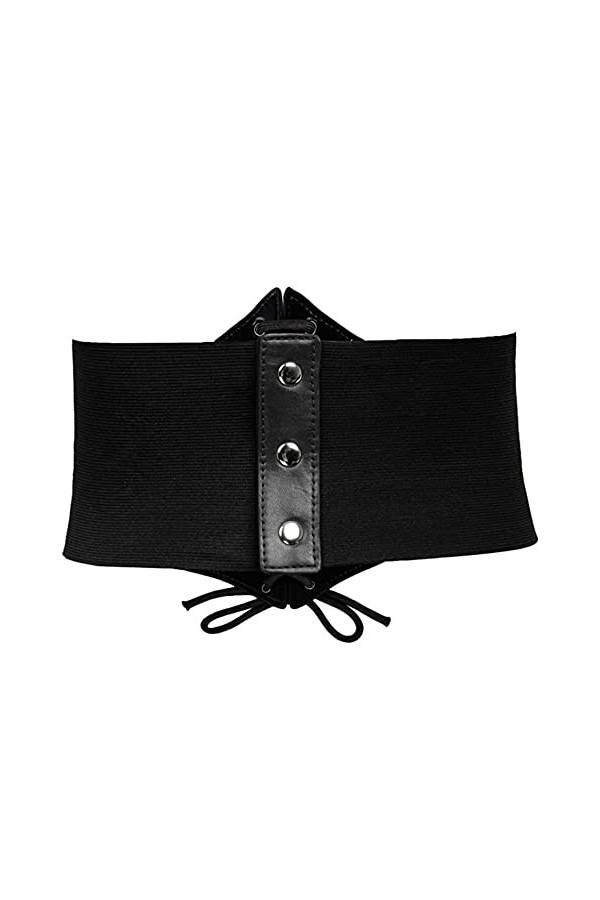 MUGANYI Ceinture corset élastique à lacets en simili cuir pour femme, noir, Medium