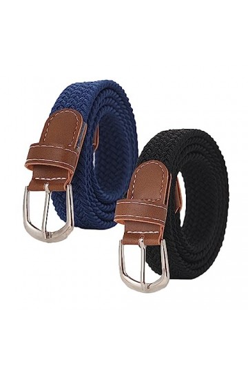 TSHAOUN 2 pièces Unisexe Ceinture Tressée Élastique Ceinture en Tissu Élastique,Vintage Tissu Élastique Tissé Tressé Extensib