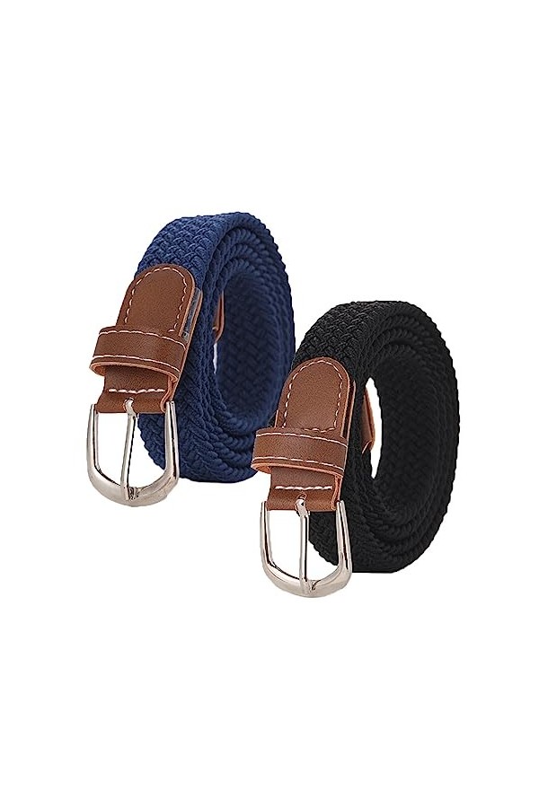 TSHAOUN 2 pièces Unisexe Ceinture Tressée Élastique Ceinture en Tissu Élastique,Vintage Tissu Élastique Tissé Tressé Extensib